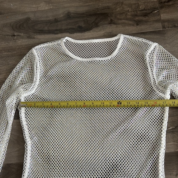 White mesh with stone glamours dress cover up - Picture 11 of 11